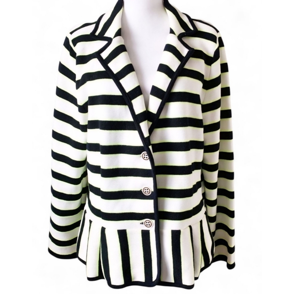 Style & Co. Striped Peplum Cotton Blazer